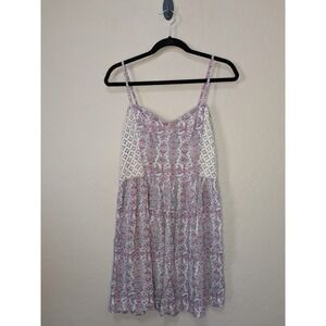Abercrombie & Fitch Pink Paisley Crochet Lace Smocked Boho Sundress Large